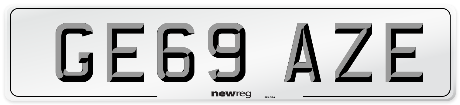 GE69 AZE Number Plate from New Reg